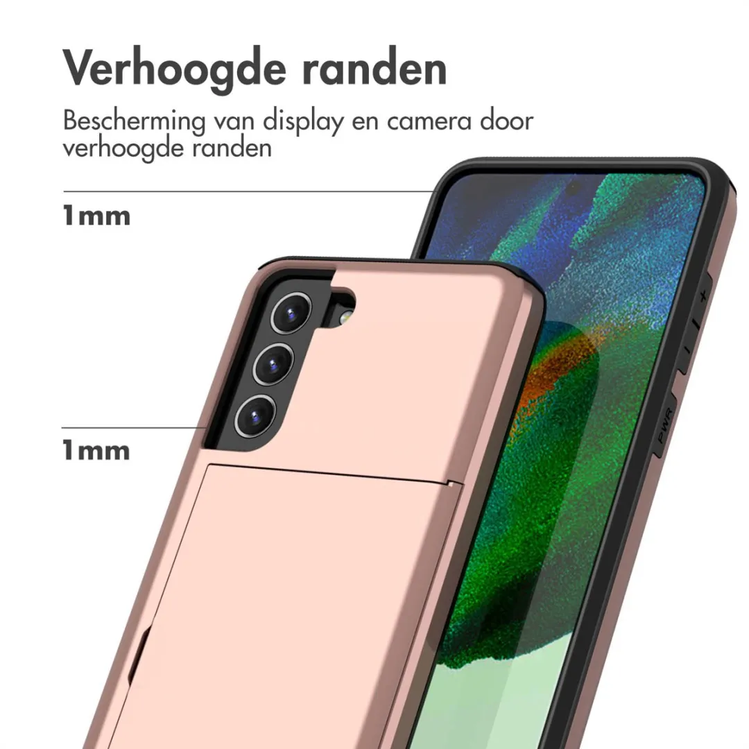 imosHion Hoesje Samsung Galaxy S21 FE - Rosé Goud - 2 Pasjes