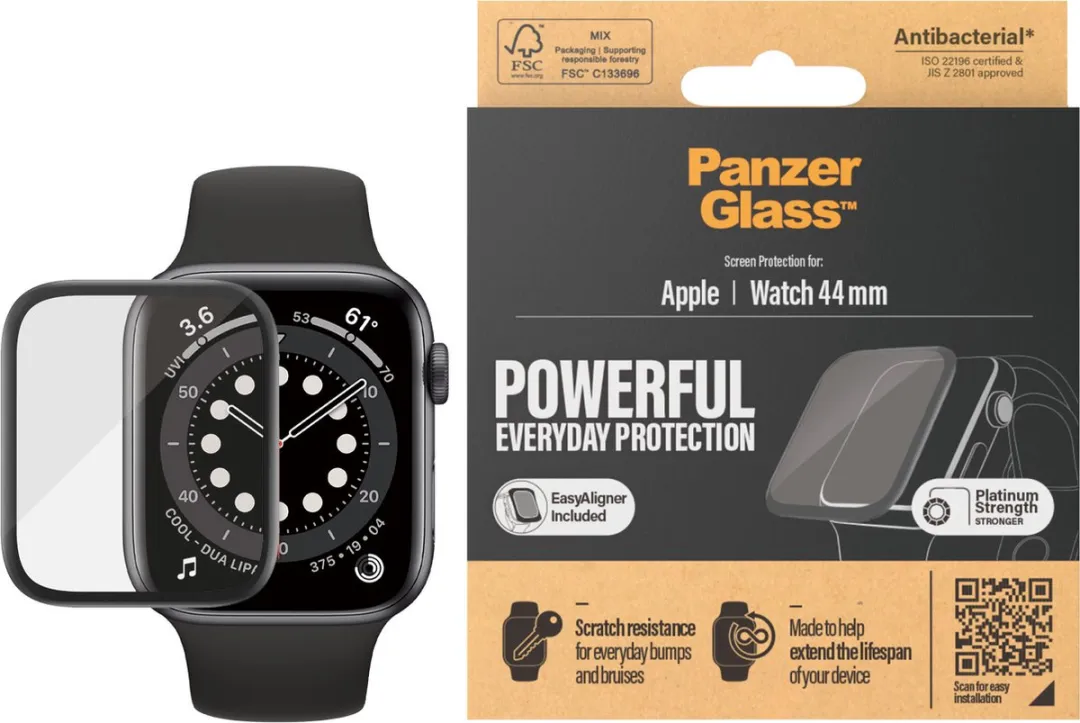 PanzerGlass Apple Watch 44mm Screenprotector - Zwart