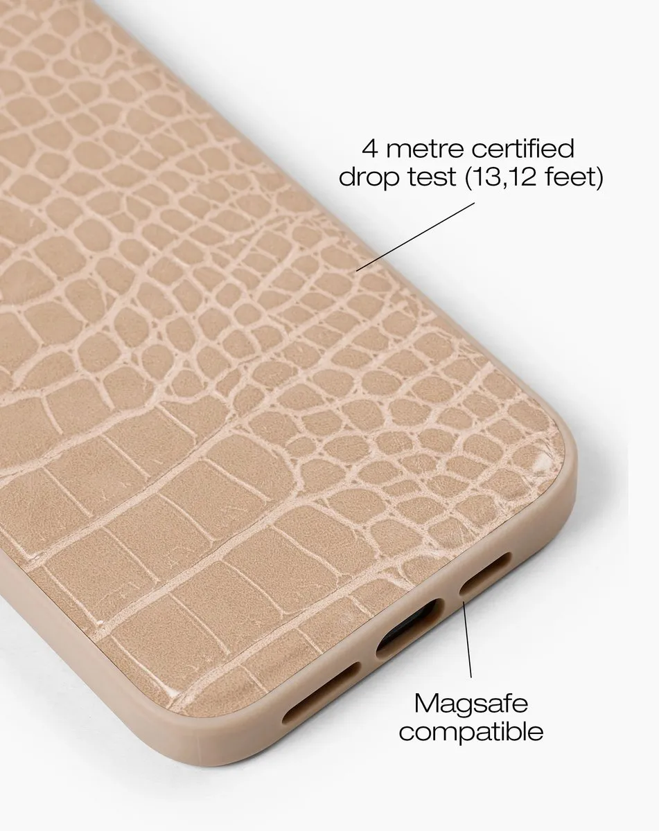 iDeal of Sweden iPhone 15 Pro Max Hoesje - Vegan Leather MagSafe Warm Beige Croco - afbeelding 4 van 6