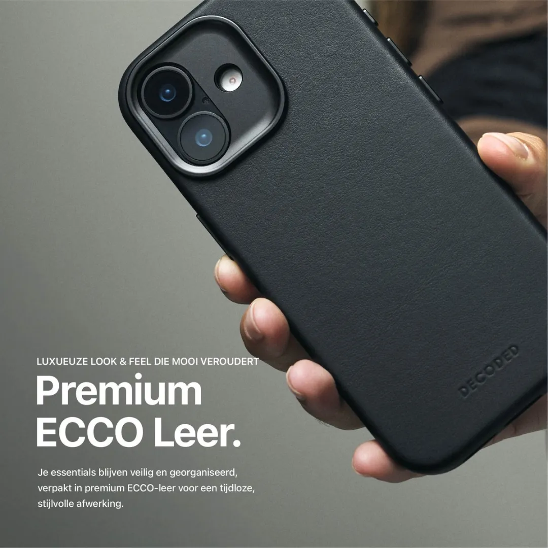 Decoded DEC2371 Hoesje iPhone 17 Pro Max - Premium ECCO Leer - Zwart