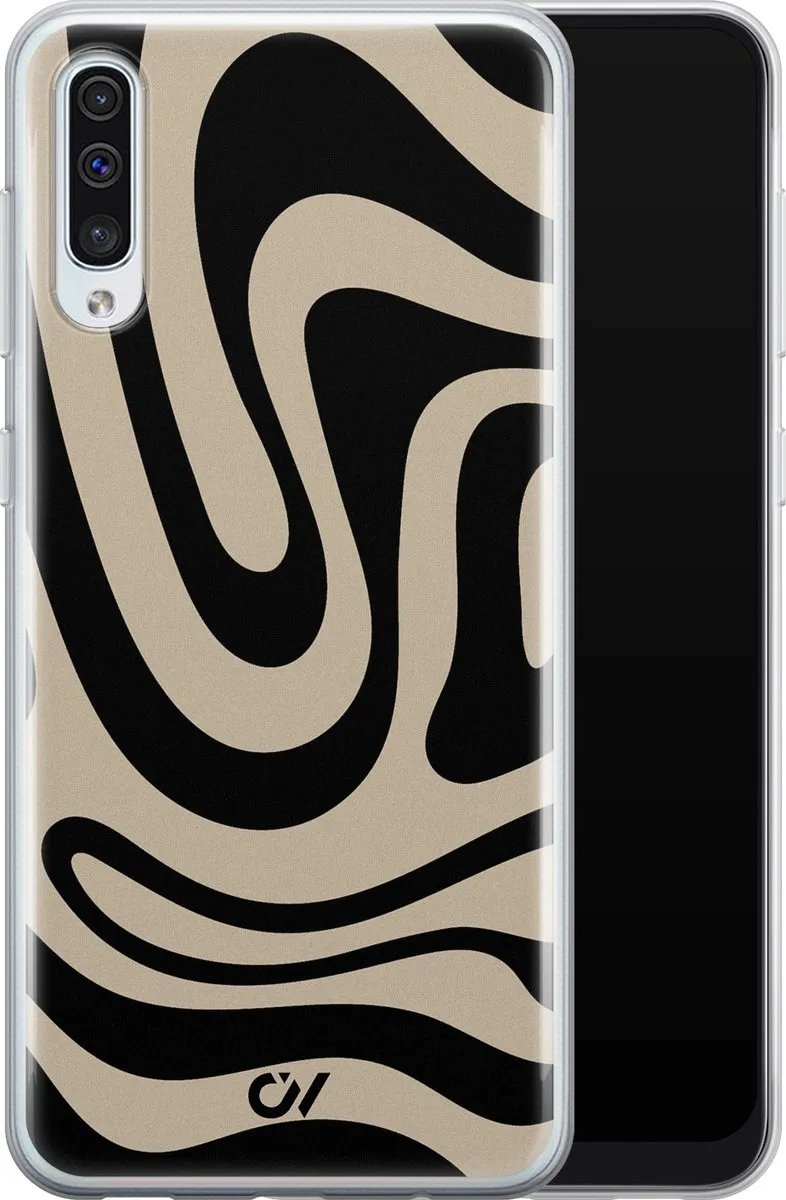 Casevibes Galaxy A50 Soft Case - Zwart - Abstract Black Waves