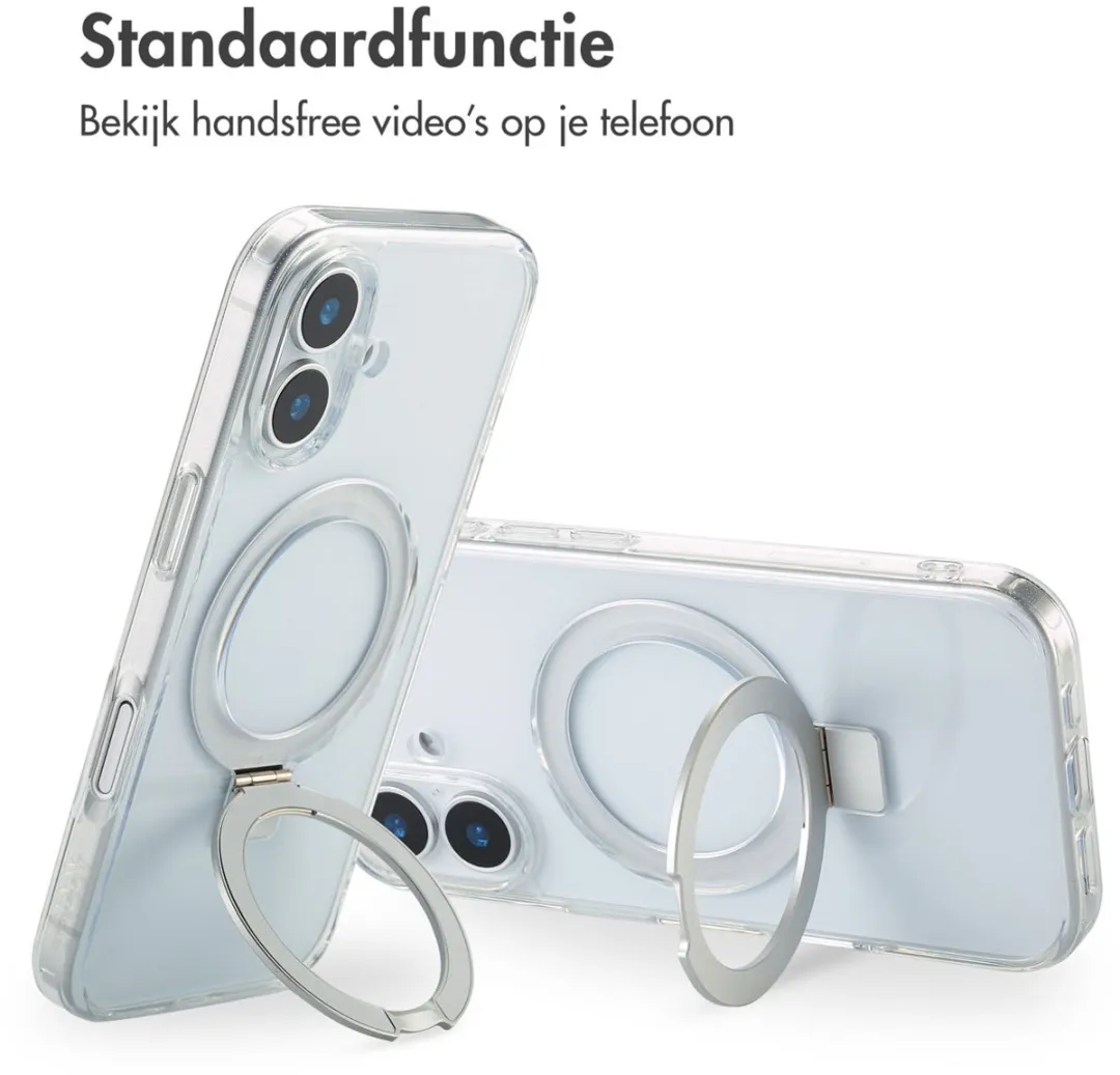 Accezz iPhone 17 Hoesje Transparant - MagSafe Ring Stand