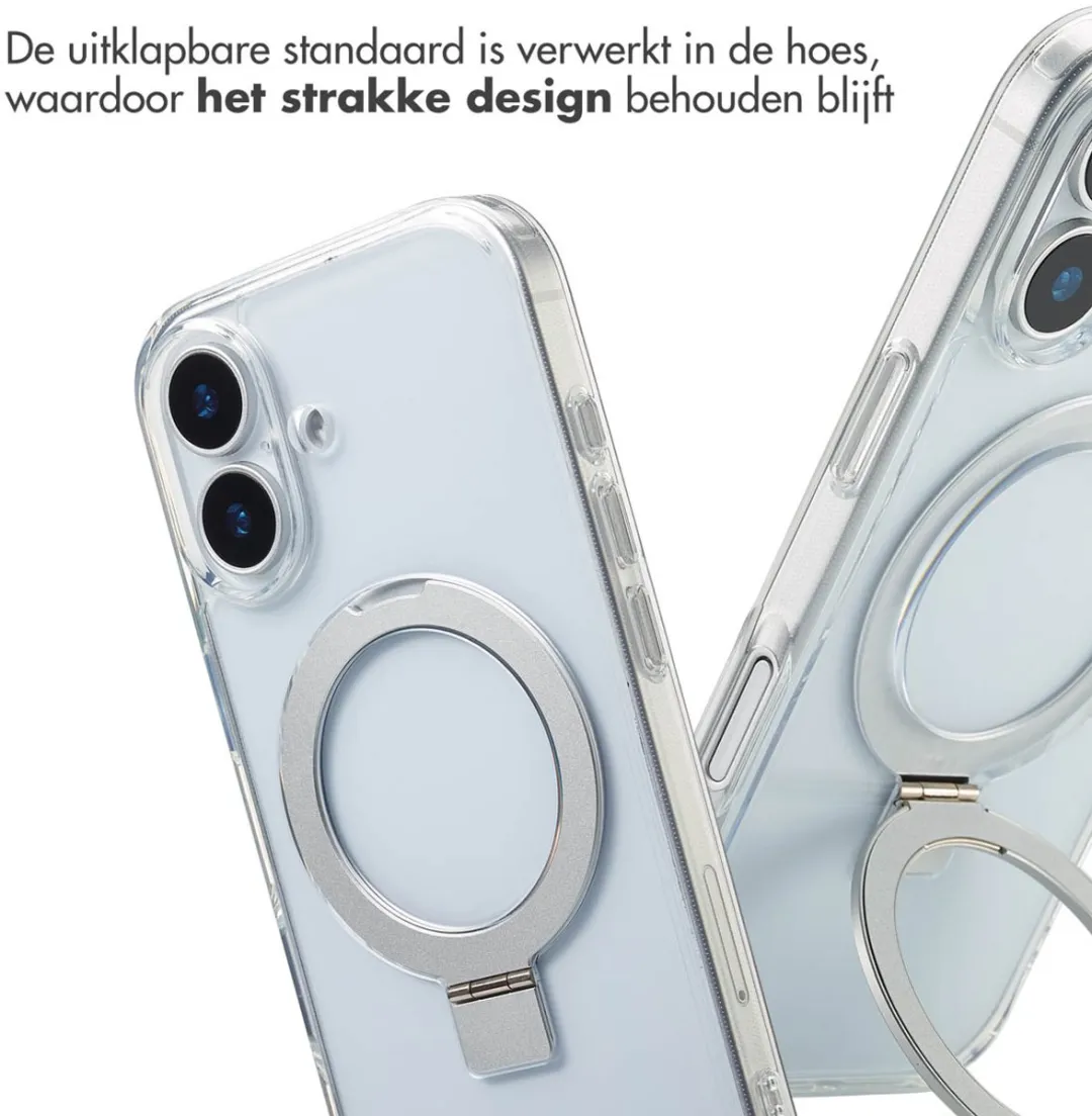 Accezz iPhone 17 Hoesje Transparant - MagSafe Ring Stand