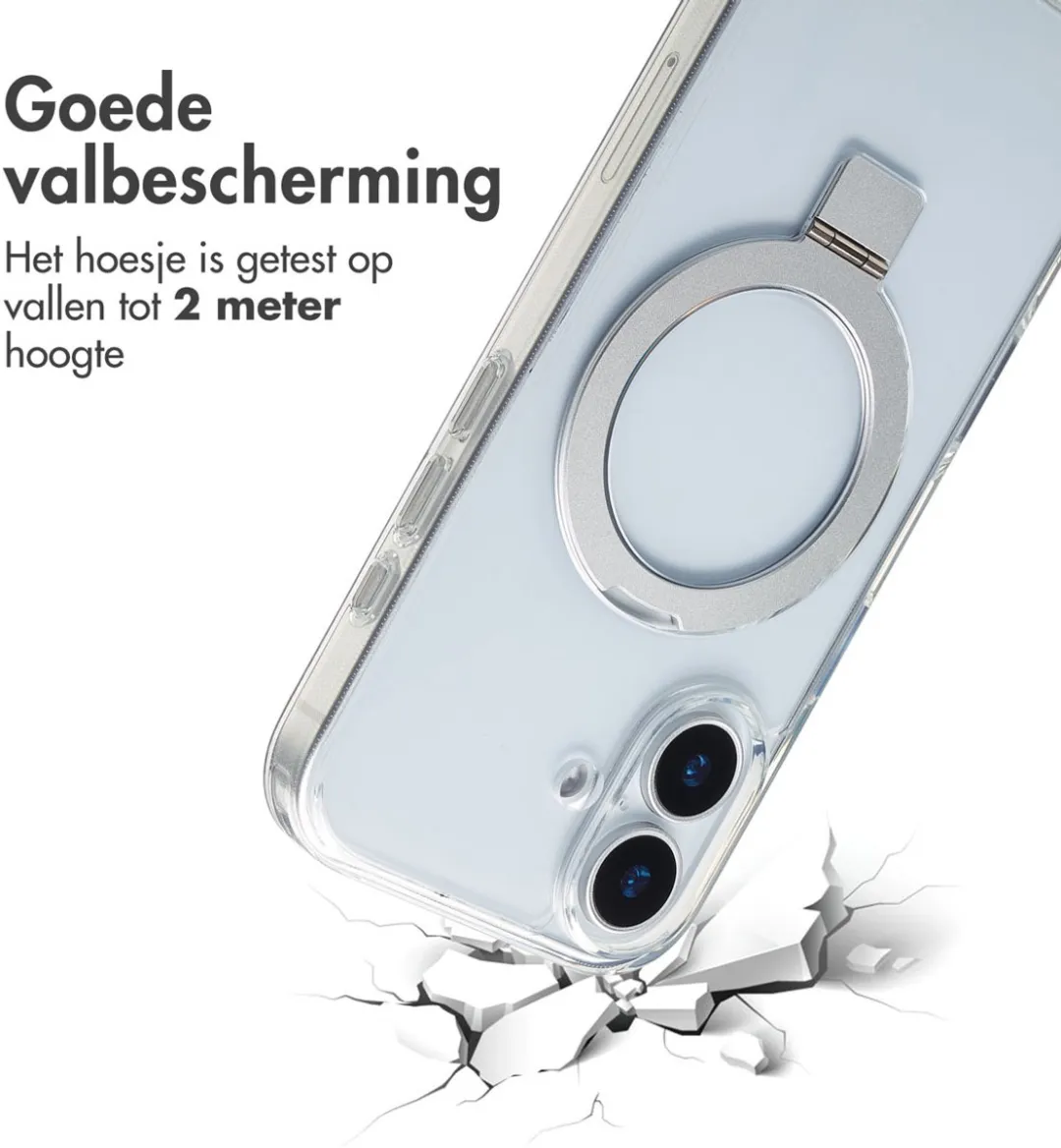 Accezz iPhone 17 Hoesje Transparant - MagSafe Ring Stand