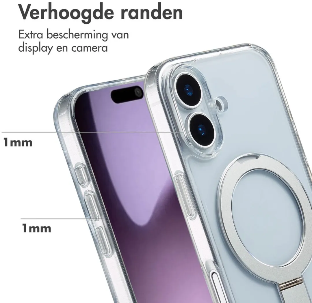 Accezz iPhone 17 Hoesje Transparant - MagSafe Ring Stand
