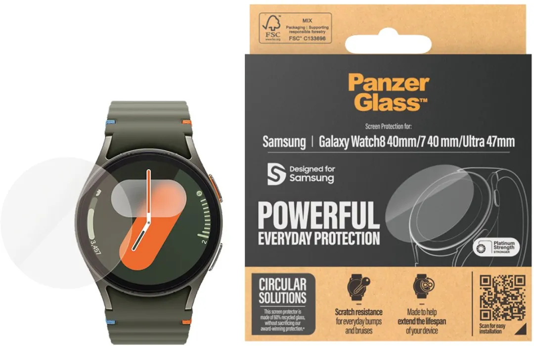 PanzerGlass Powerful Screenprotector Samsung Galaxy Watch 7 40mm - Transparant
