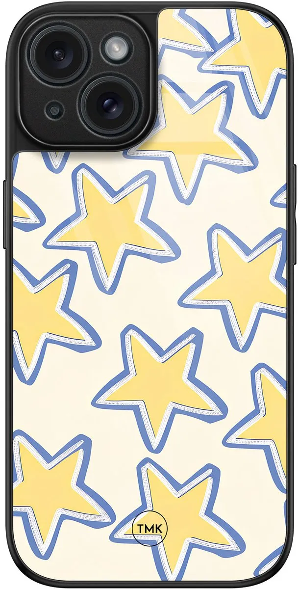 Casevibes iPhone 15 Hoesje Retro Stars Blauw/Geel