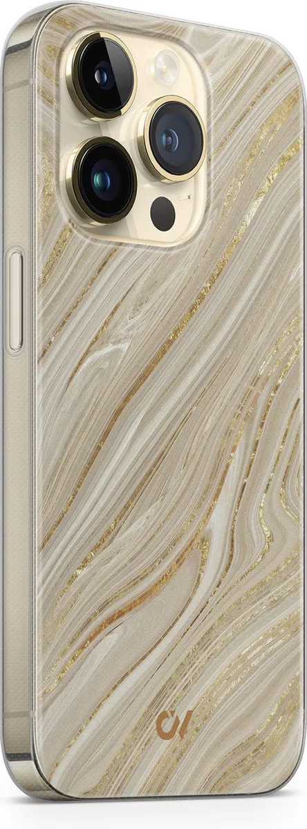 Casevibes Hoesje iPhone 14 Pro Golden Marble - A/14P/UV/024