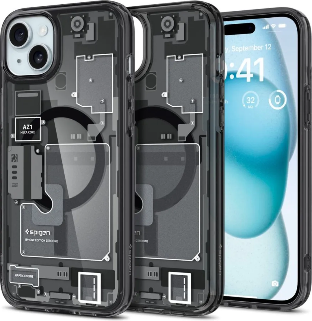 Spigen Ultra Hybrid Zero One MagFit Hoesje iPhone 15 Plus - Grijs
