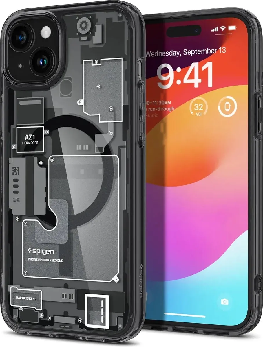 Spigen Ultra Hybrid Zero One MagFit Hoesje iPhone 15 Plus - Grijs