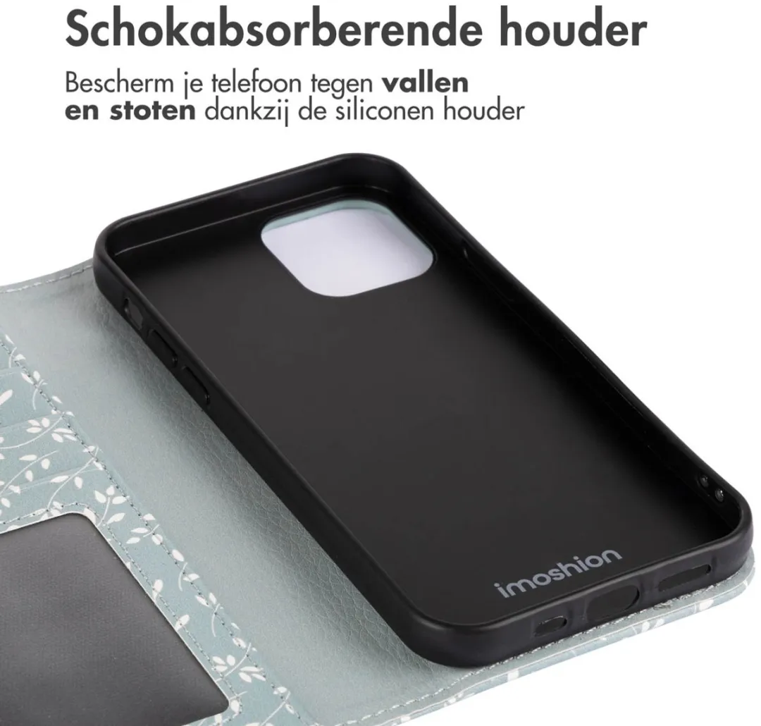 Imoshion iPhone 12/Pro Hoesje Smoke Green Flowers - 3 Pasjes