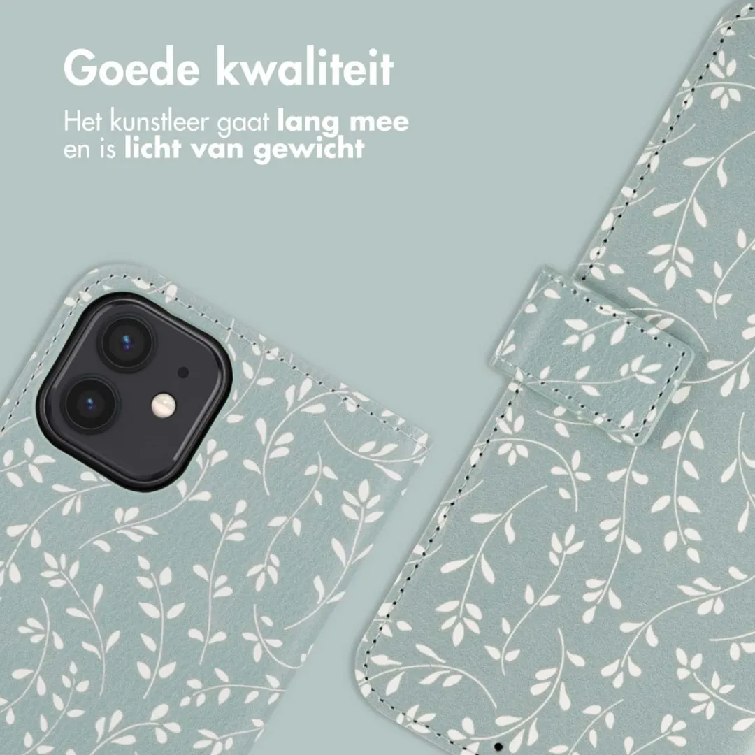 Imoshion iPhone 12/Pro Hoesje Smoke Green Flowers - 3 Pasjes