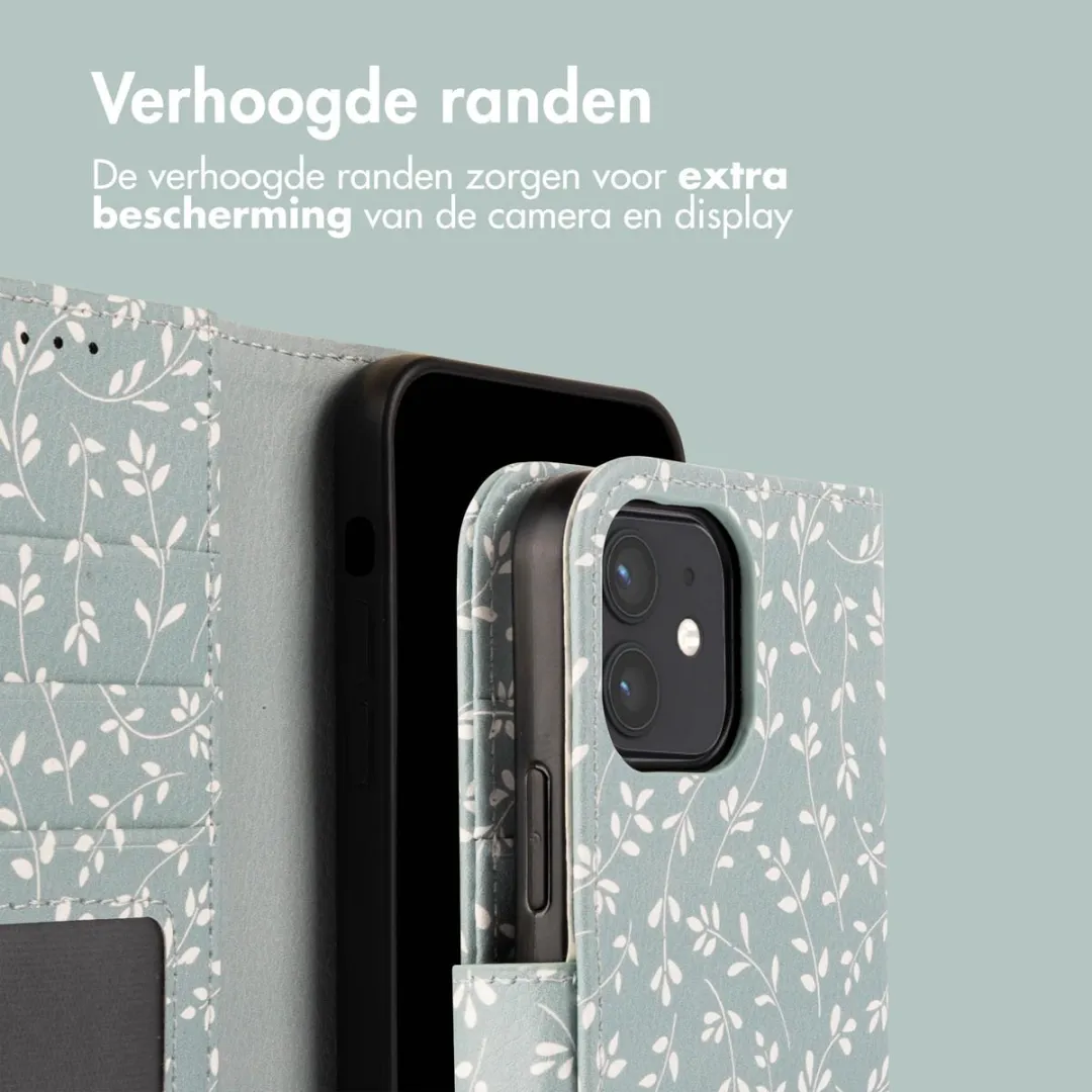 Imoshion iPhone 12/Pro Hoesje Smoke Green Flowers - 3 Pasjes
