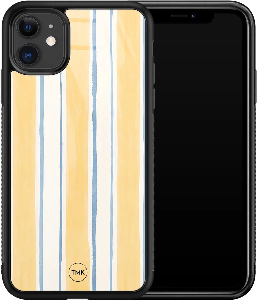 Casevibes iPhone 11 Hoesje - Gestreept Geel - TPU