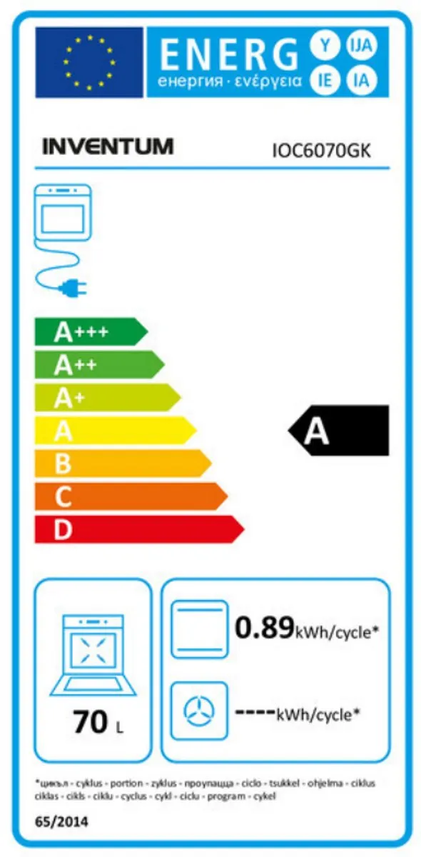 Inventum IOC6070GK Inbouwoven 70L - Zwart/RVS - afbeelding 2 van 6