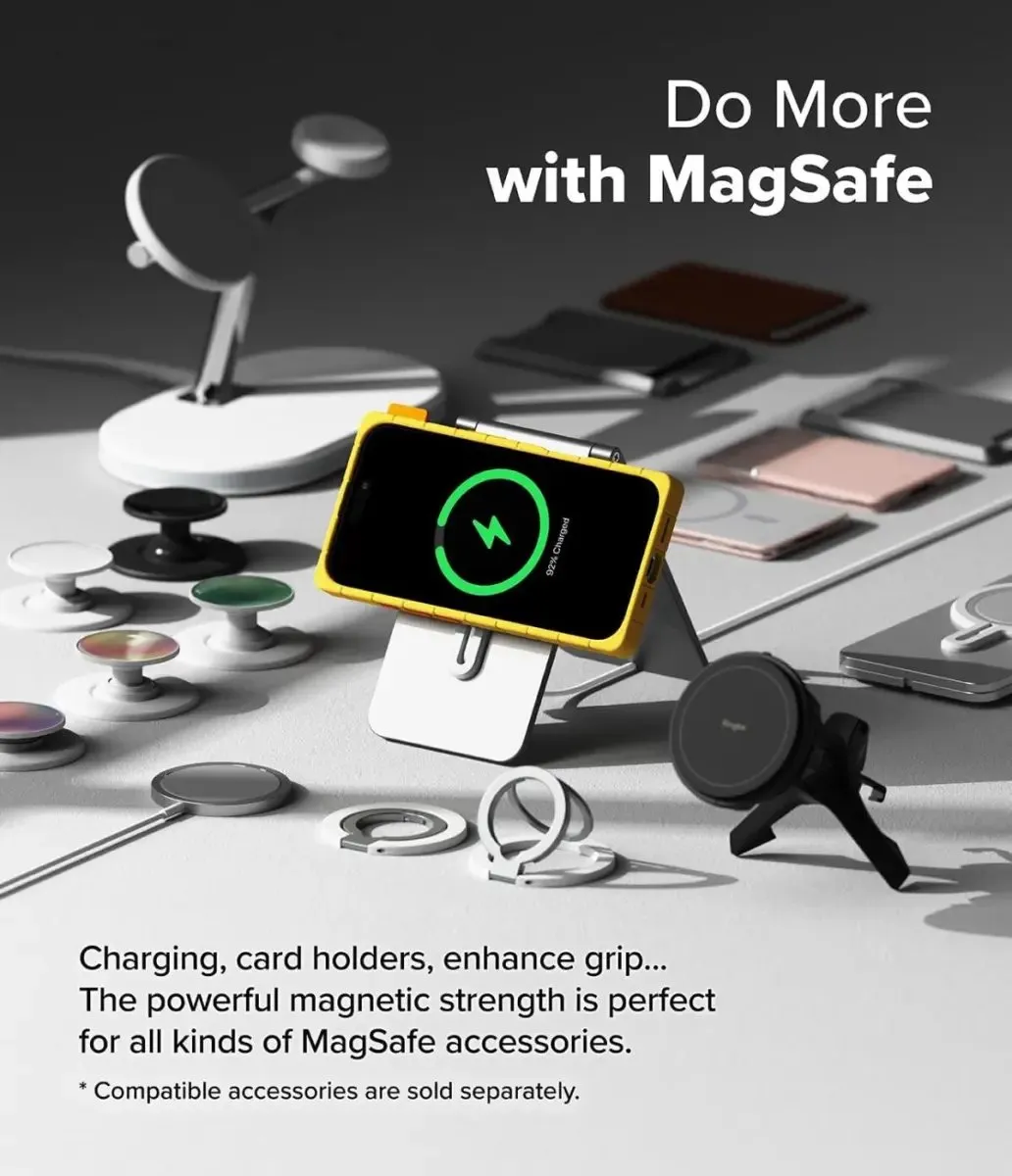 Ringke Bitmap Silicone Magnetic Hoesje - iPhone 16 - Geel - afbeelding 6 van 6