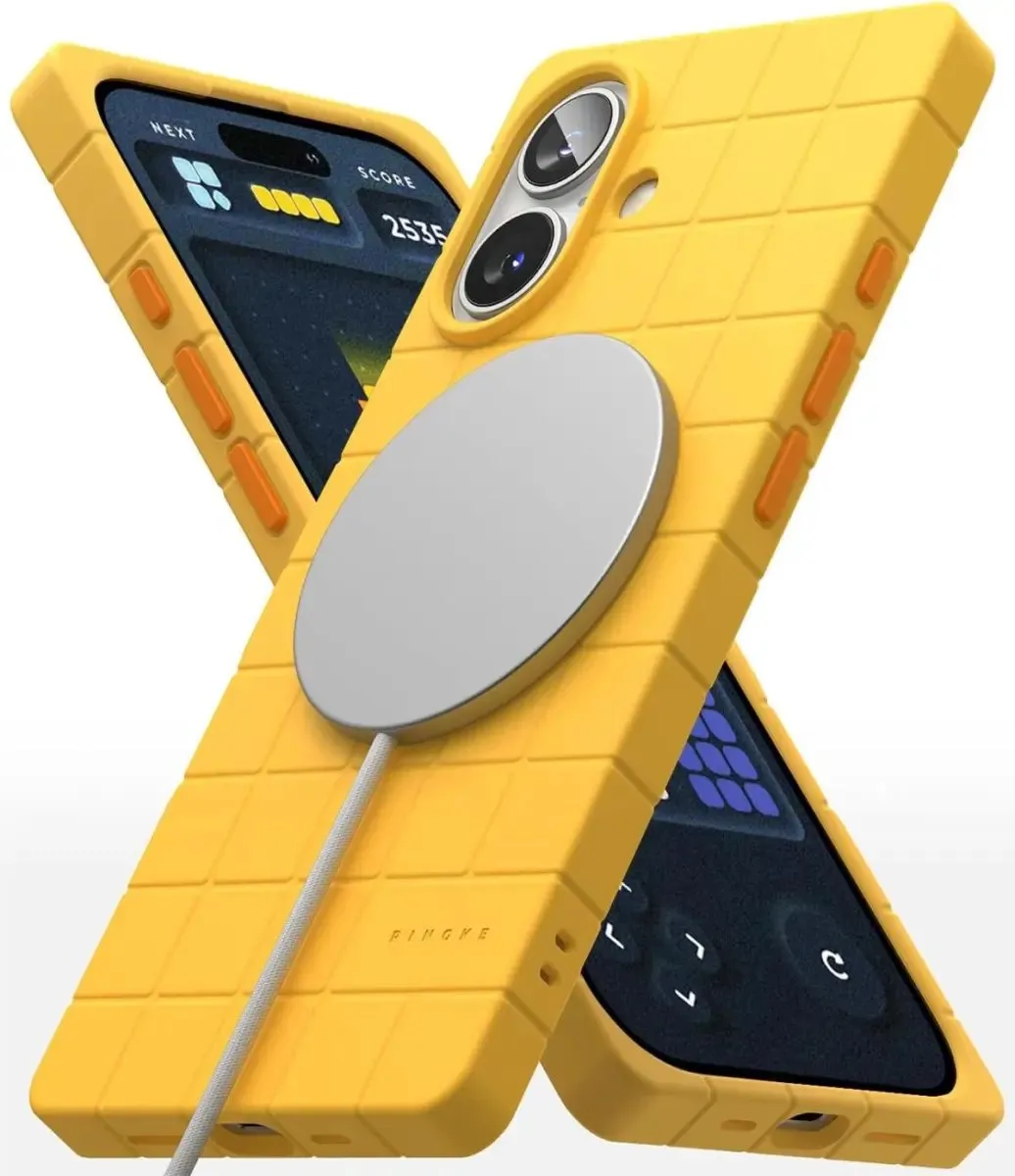 Ringke Bitmap Silicone Magnetic Hoesje - iPhone 16 - Geel