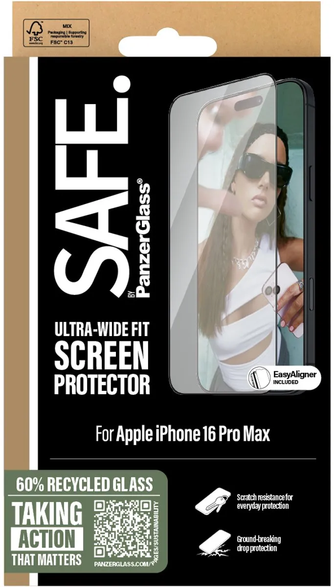 PanzerGlass SAFE95964 Glas Screenprotector iPhone 16 Pro Max - Ultra Wide Fit