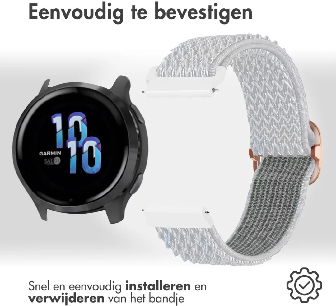 Imoshion Elastisch Nylonbandje 22mm - Smartwatch - Wit