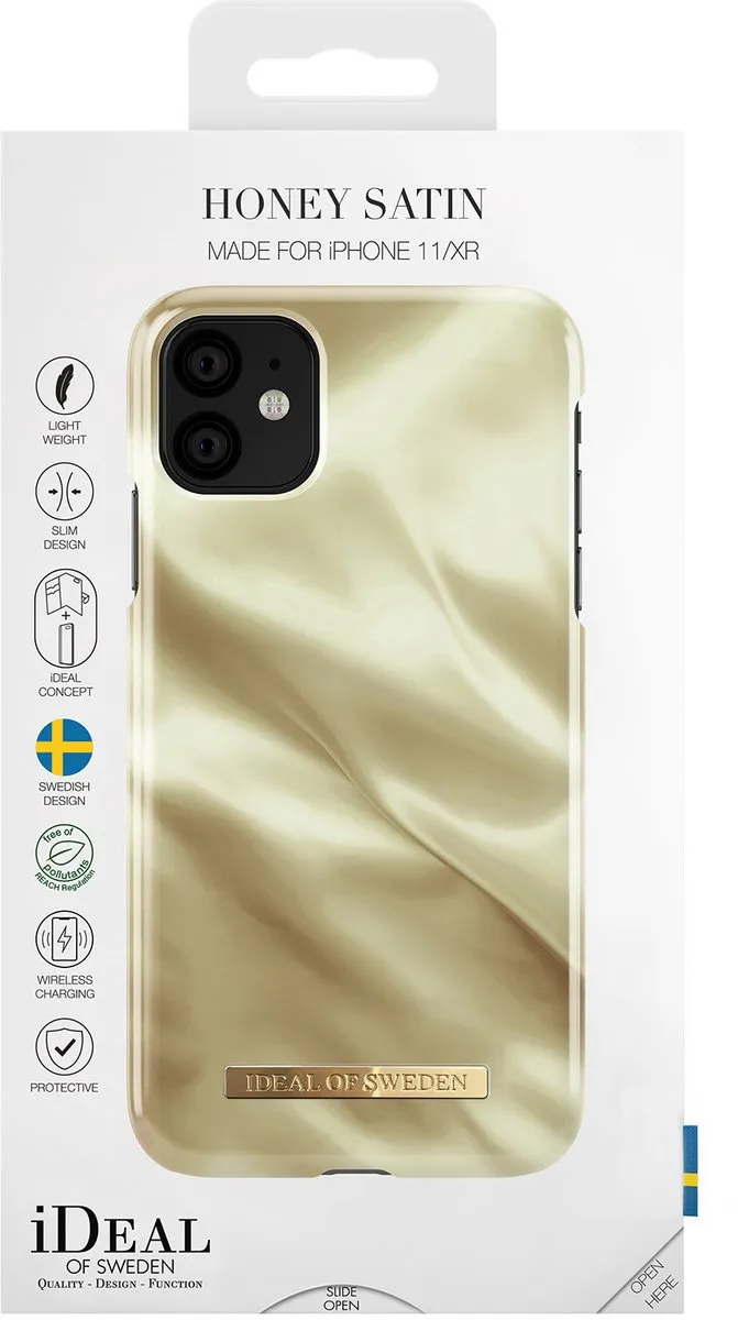 iDeal of Sweden iPhone 11 Hoesje Honey Satin - Blauw/Geel/Goud