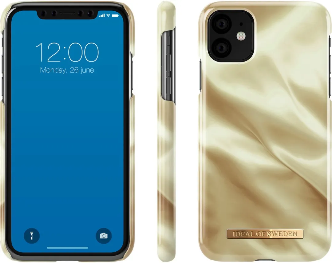 iDeal of Sweden iPhone 11 Hoesje Honey Satin - Blauw/Geel/Goud