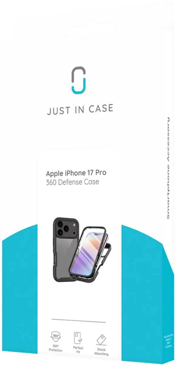 Just in Case Cazy MAP2762DC1 iPhone 17 Pro Hoesje - 360° Full Protection - Zwart