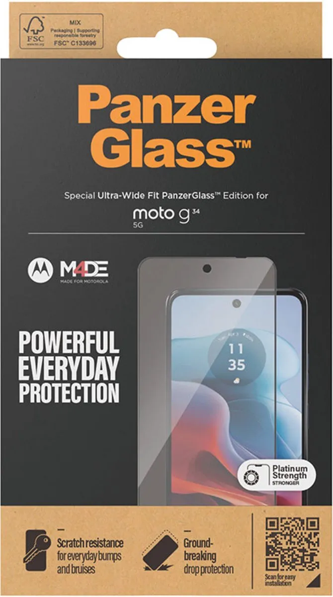 PanzerGlass Screenprotector Motorola Moto G34 - 1 Stuk - afbeelding 4 van 4
