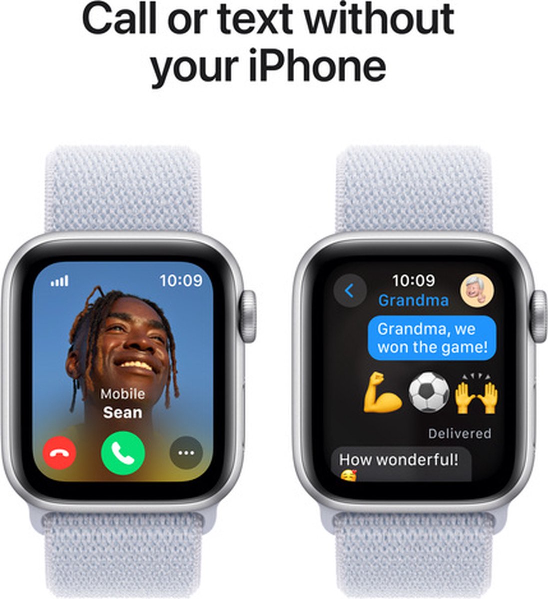 Apple Watch SE 2024 GPS + Cellular 44mm Silver Aluminium Case with Blue Cloud Sport Loop