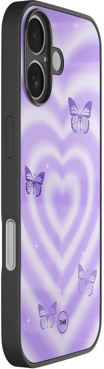Casevibes iPhone 16 Hoesje - Vlinders Retro Paars - TPU Glossy