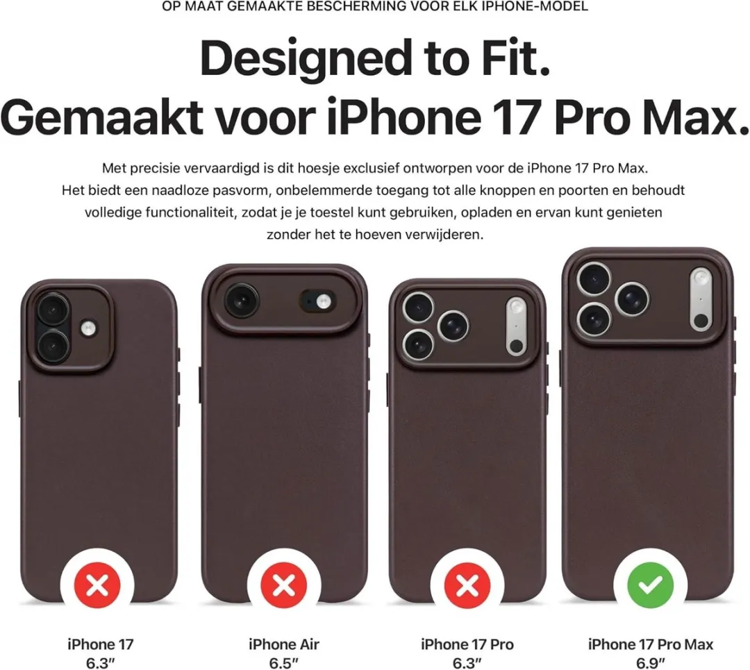 Decoded Leren Hoesje iPhone 17 Pro Max - MagSafe - Chocoladebruin