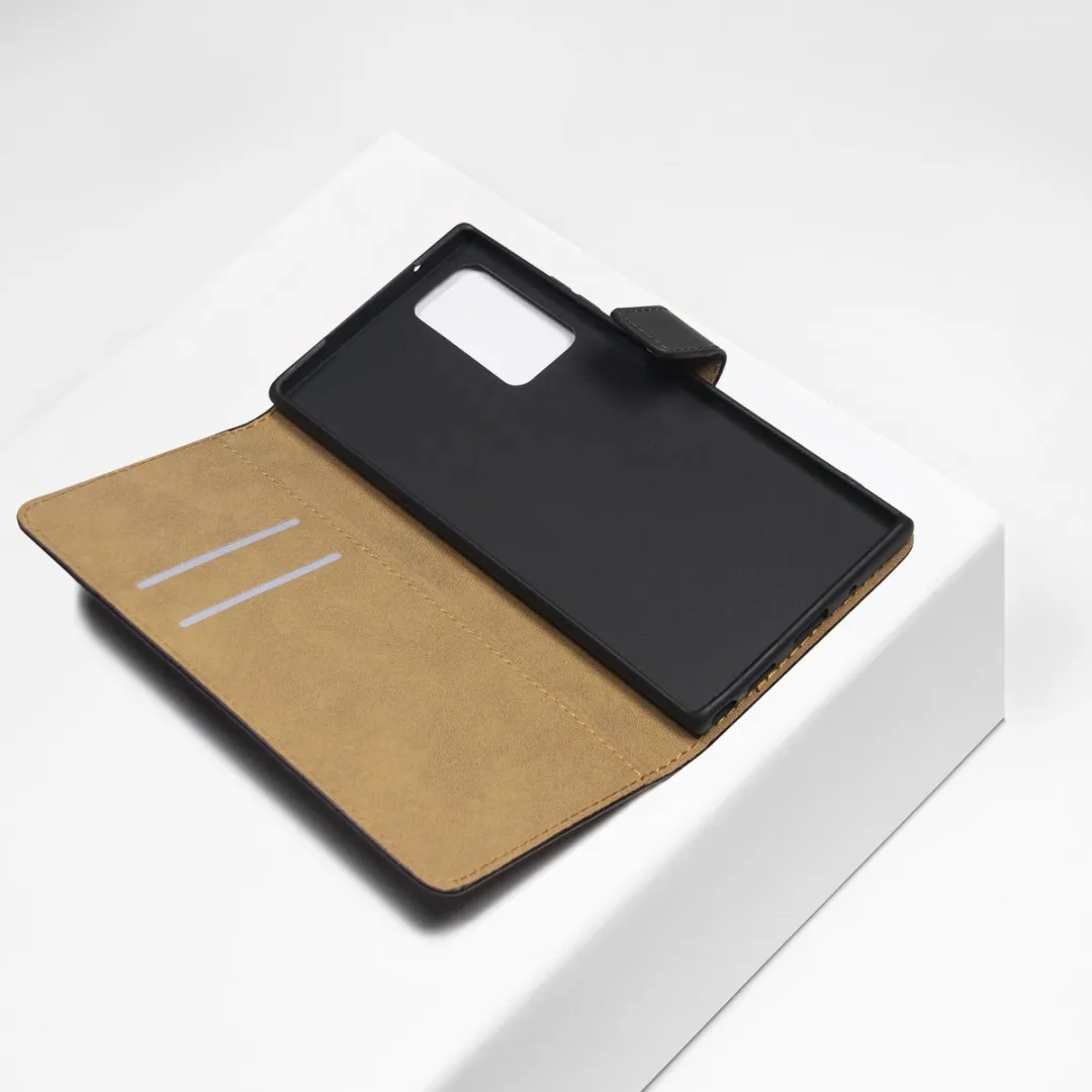 BMAX Leren Flip Case Samsung Galaxy Note20 - 2 Pasjes - Zwart