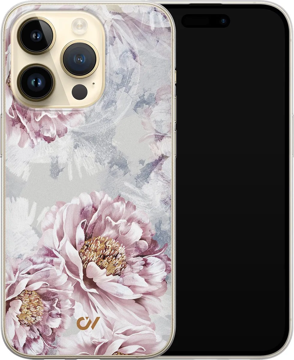 Casevibes Hoesje iPhone 14 Pro Floral Print - Beige - A/14P/UV/050