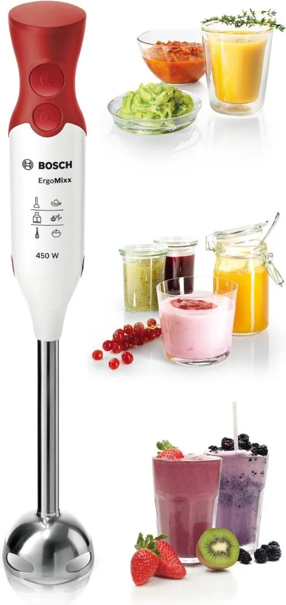 Bosch MSM64110 ErgoMixx Staafmixer 450W - Rood/Wit