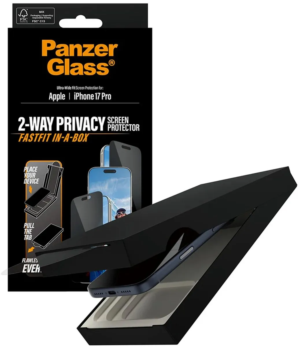PanzerGlass PG74453 iPhone 17 Pro Screenprotector Privacy - Zwart