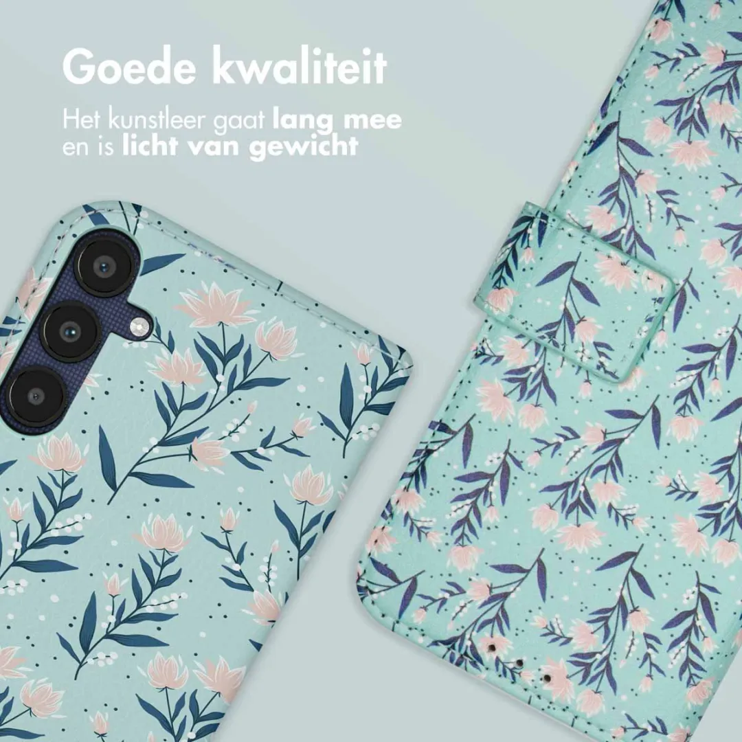 Imoshion Hoesje Samsung Galaxy A35 - Blue Flowers - 3 Pasjes