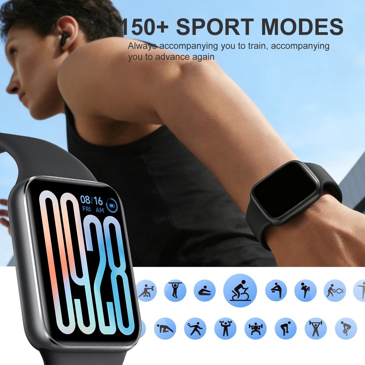 XIAOMI Smart Band 9 Pro Activity Tracker sportfitnesstracker, hardloophorloge, 1,74 inch smal vierkant scherm, batterijduur van 21 dagen, verbeterde slaaptracking, 5ATM GPS, compatibel met Android en iOS, zwart