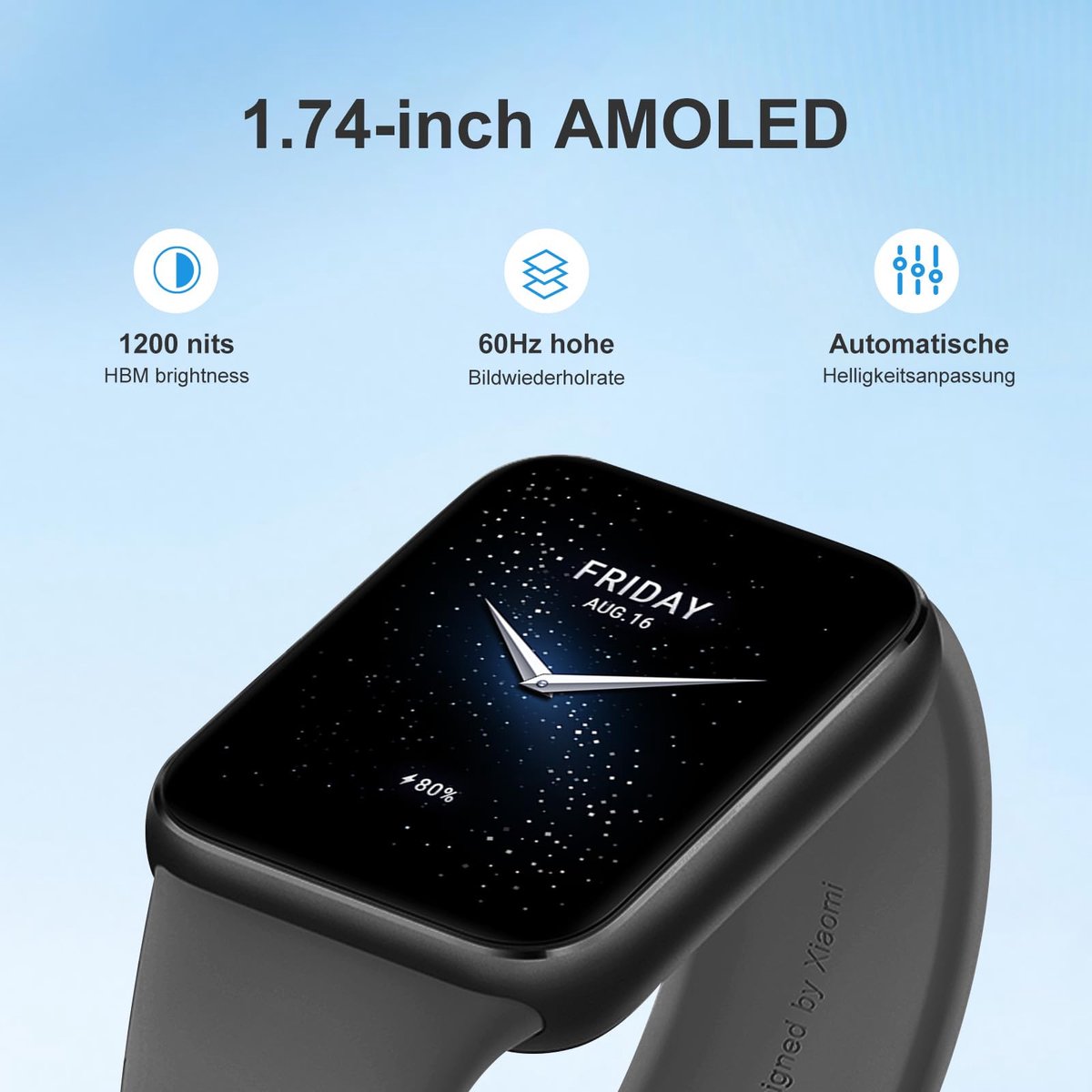 XIAOMI Smart Band 9 Pro Activity Tracker sportfitnesstracker, hardloophorloge, 1,74 inch smal vierkant scherm, batterijduur van 21 dagen, verbeterde slaaptracking, 5ATM GPS, compatibel met Android en iOS, zwart