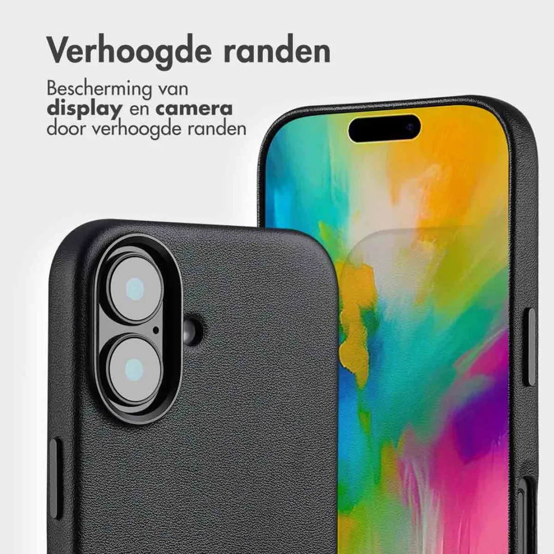 Accezz iPhone 16 Leather Bookcase Hoesje 3 Pasjes - Zwart