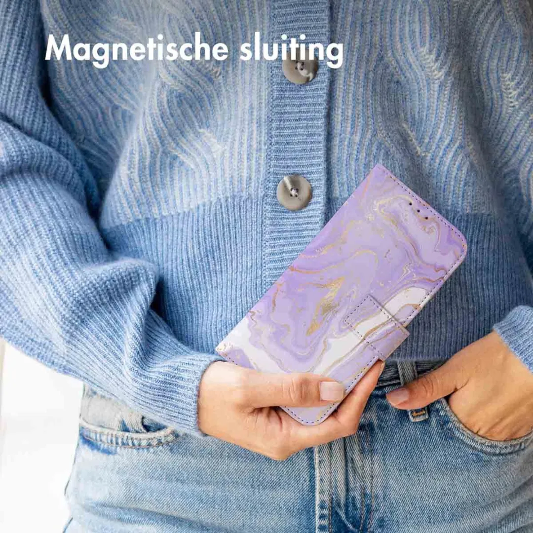 Imoshion Galaxy S24 Plus Hoesje Purple Marble - 3 Pasjes - afbeelding 6 van 6