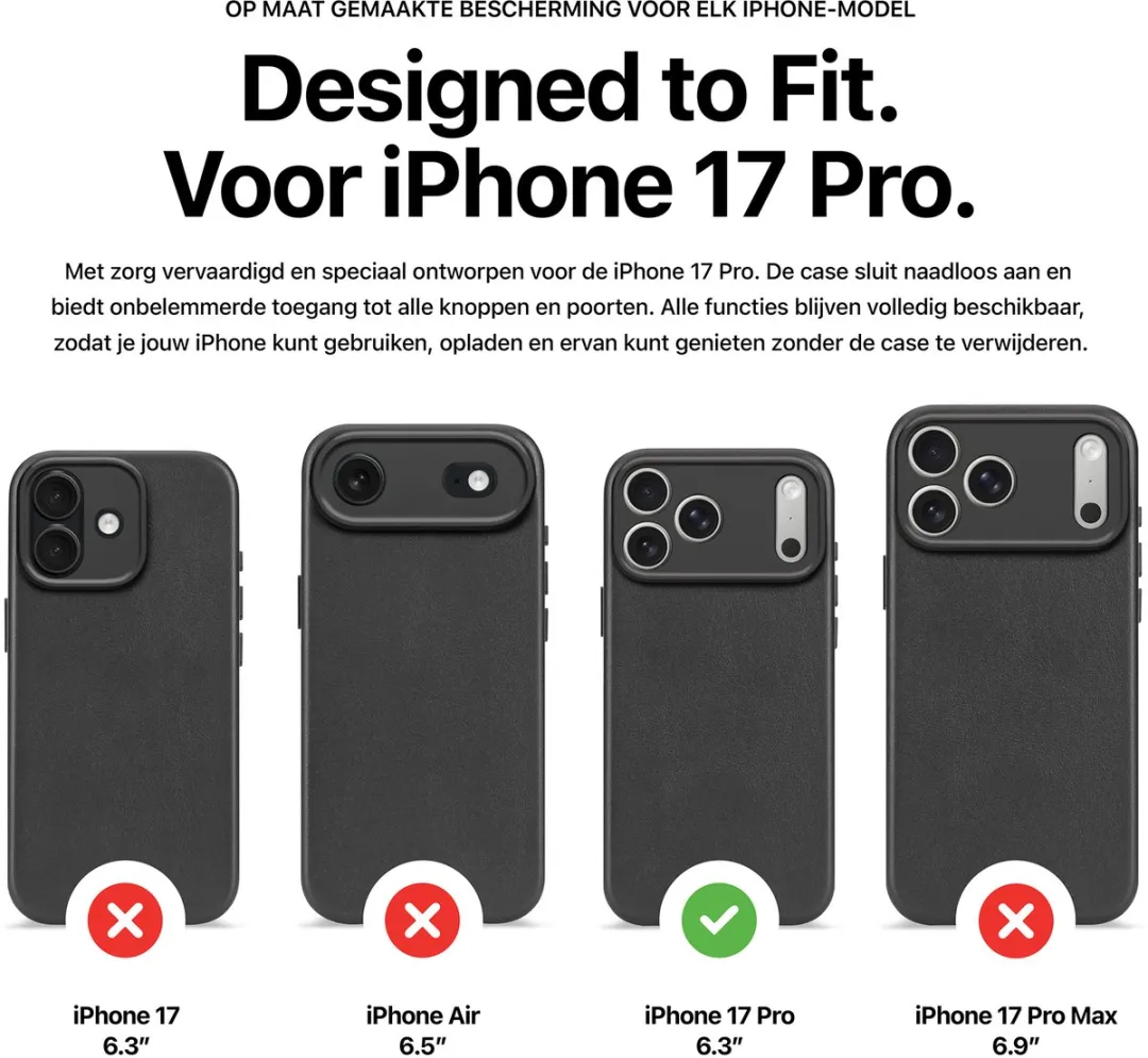 Decoded 2-in-1 Wallet Hoesje iPhone 17 Pro - Premium Ecco Leer - Zwart