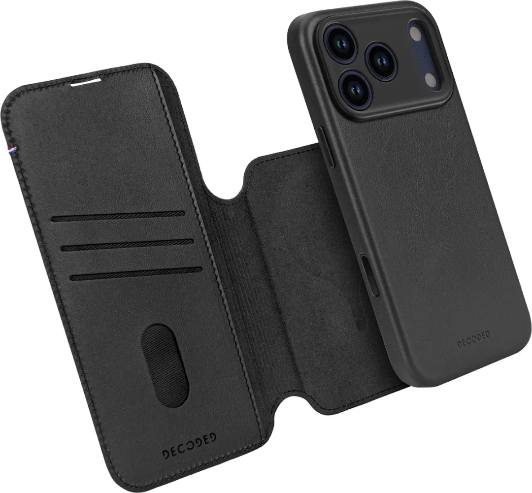 Decoded 2-in-1 Wallet Hoesje iPhone 17 Pro - Premium Ecco Leer - Zwart