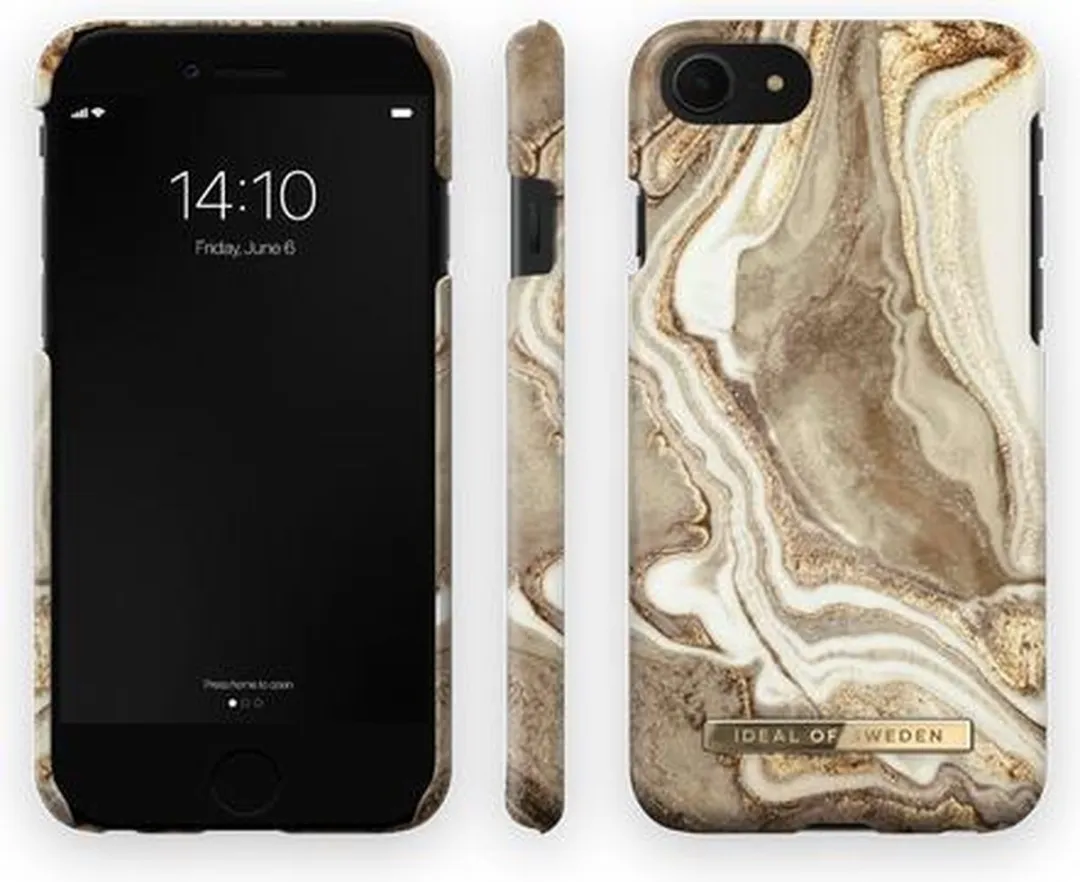iDeal of Sweden Fashion Case iPhone 8/7/6/6s/SE - Goud/Zand Marble - afbeelding 6 van 6