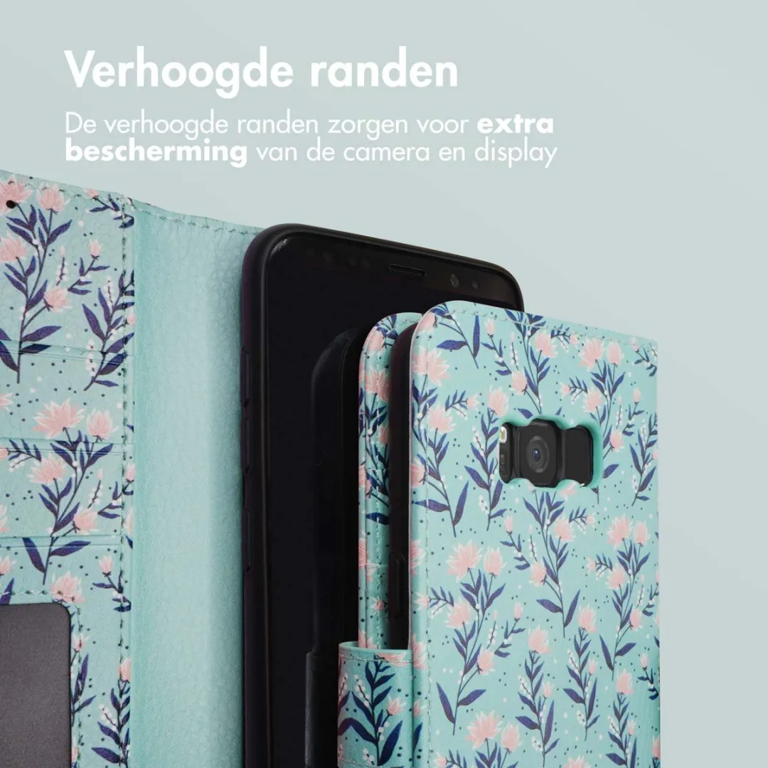 Imoshion Galaxy S8 Hoesje Blue Flowers - 3 Pasjes - afbeelding 6 van 6
