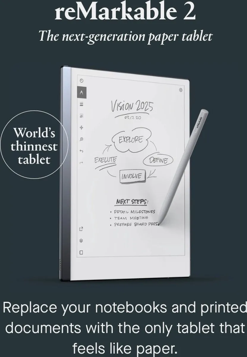 reMarkable ® 2 met Marker Plus en Ultraslanke Antraciet Hoes - the Paper Tablet