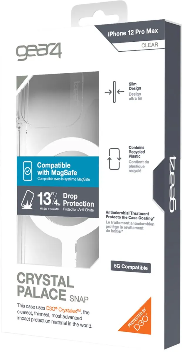 Gear4 Crystal Palace Snap D3O iPhone 12 Pro Max Hoesje - Transparant