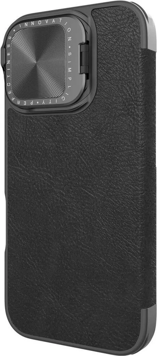 Nillkin Qin Prop Leather Case iPhone 16 - 2 Pasjes - Zwart