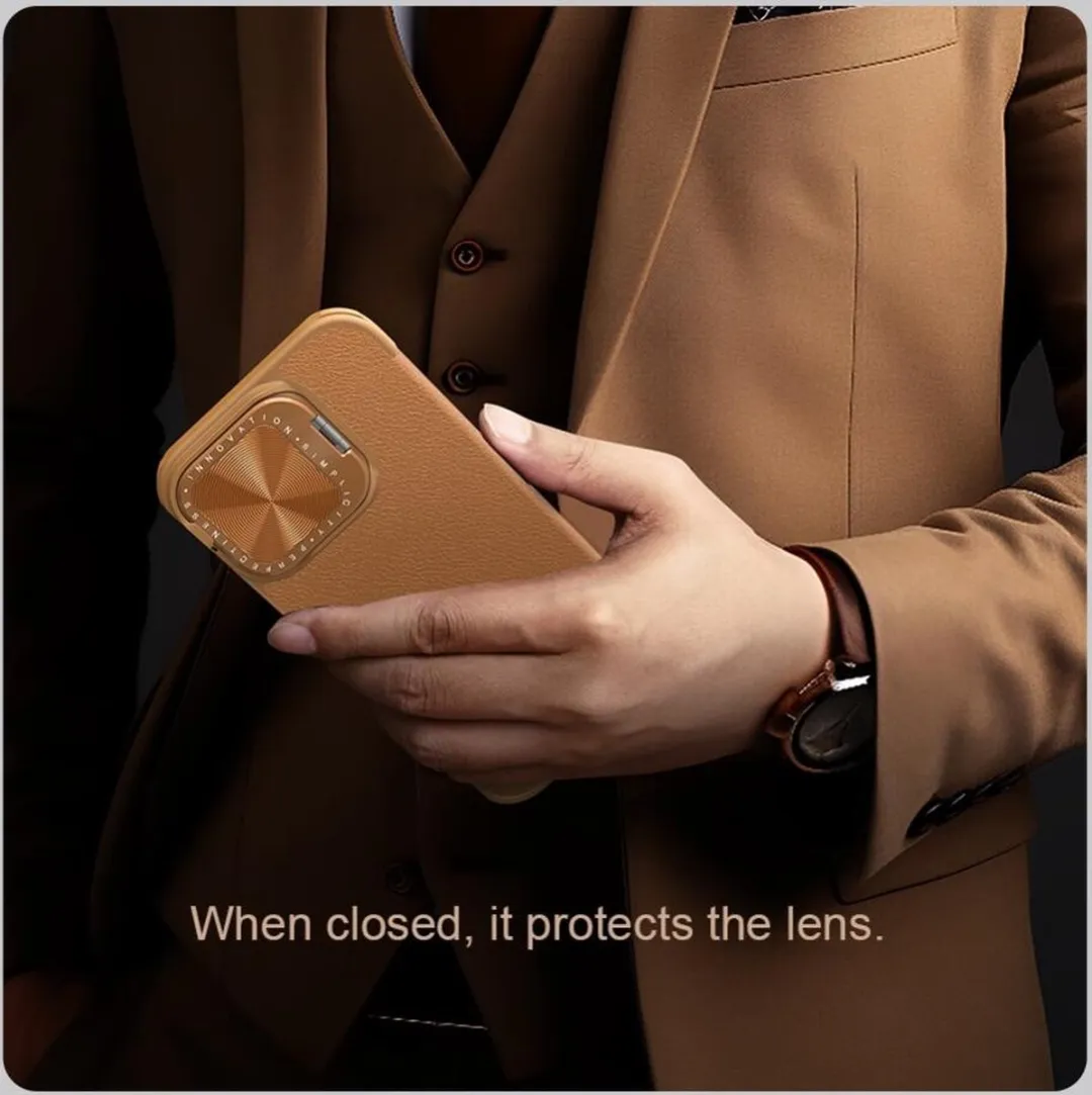 Nillkin Qin Prop Leather Case iPhone 16 - 2 Pasjes - Zwart