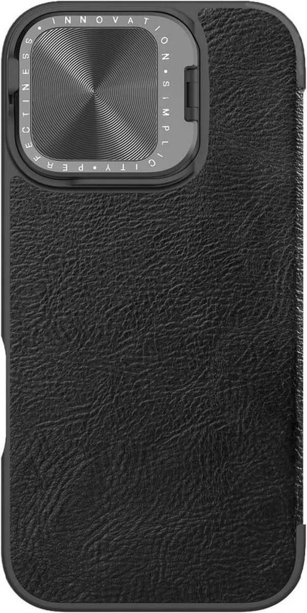 Nillkin Qin Prop Leather Case iPhone 16 - 2 Pasjes - Zwart