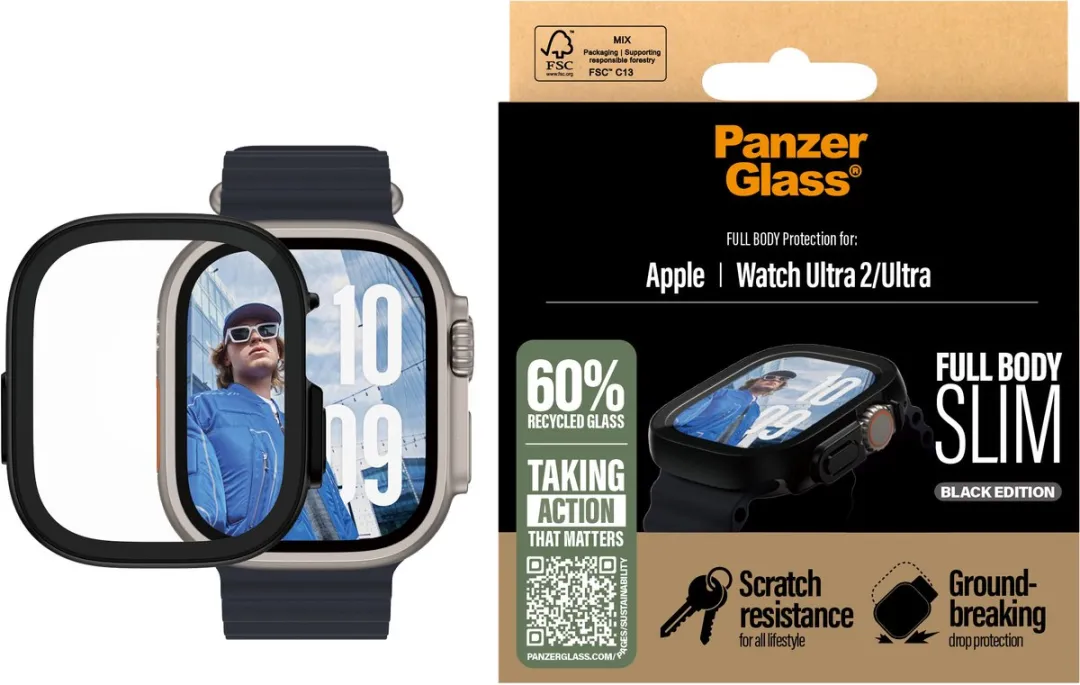 PanzerGlass Apple Watch Ultra 49mm Screenprotector - Zwart