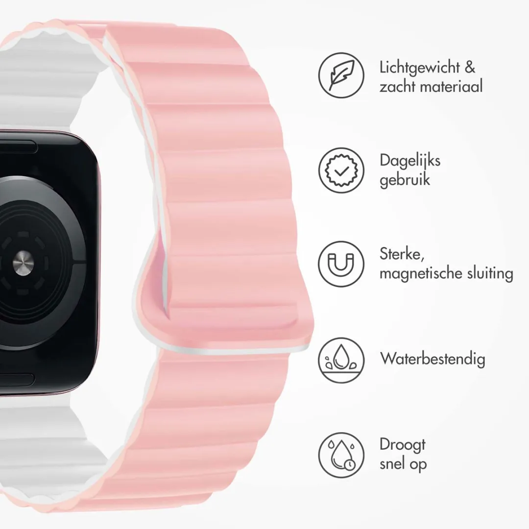 Imoshion Magnetisch Siliconen Bandje Apple Watch 42mm - Roze & Wit